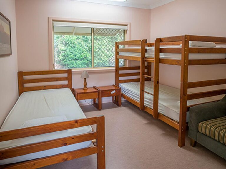 Single and bunk beds in Bunkhouse, Bundjalung National Park. Photo: J Spencer/OEH