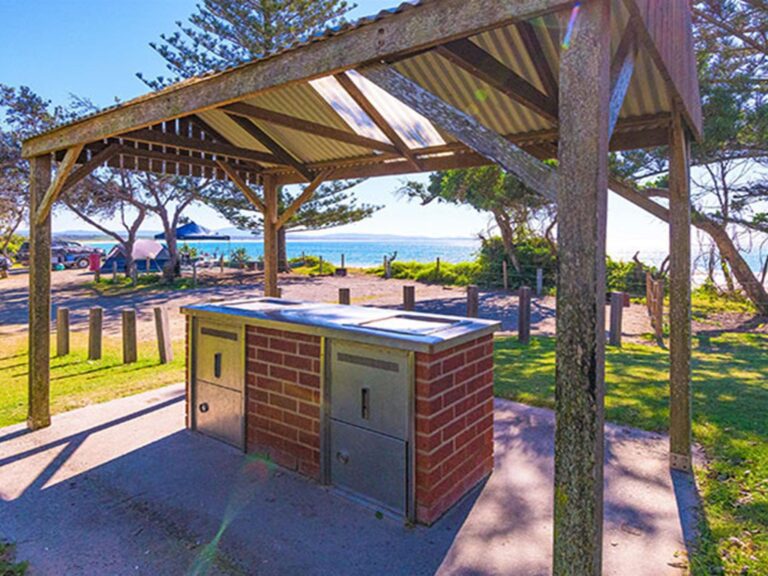 Barbecue facilities at Sandon River campground, Yuraygir National Park. Photo credit: Jessica