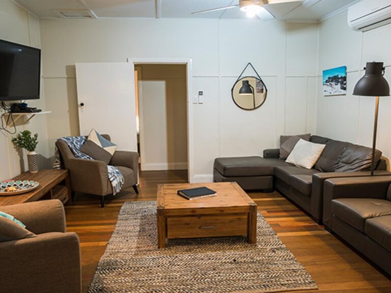 Lounge room with TV in Forest House, Bundjalung National Park. Photo: J Spencer/OEH