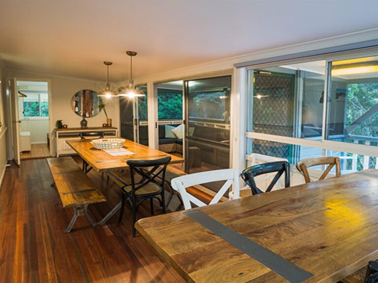 Dining room in Forest House, Bundjalung National Park. Photo: J Spencer/OEH